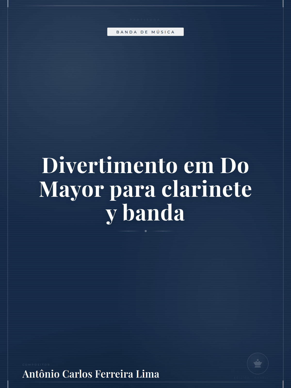 Portada de Divertimento em Do Mayor para clarinete y banda