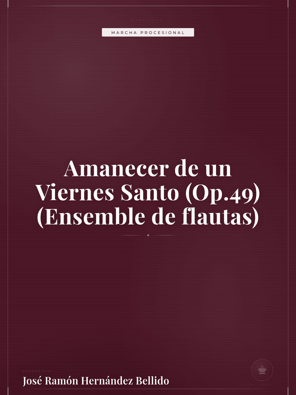 Portada de Amanecer de un Viernes Santo (Op.49) (Ensemble de flautas)