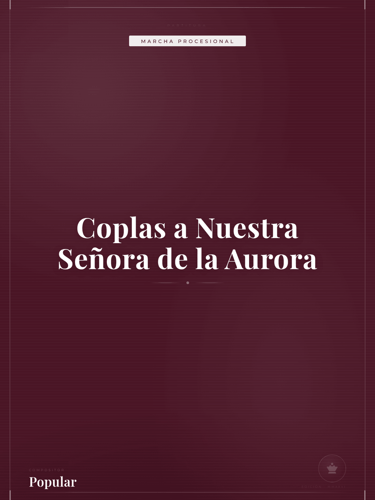 Portada de Coplas a Nuestra Señora de la Aurora