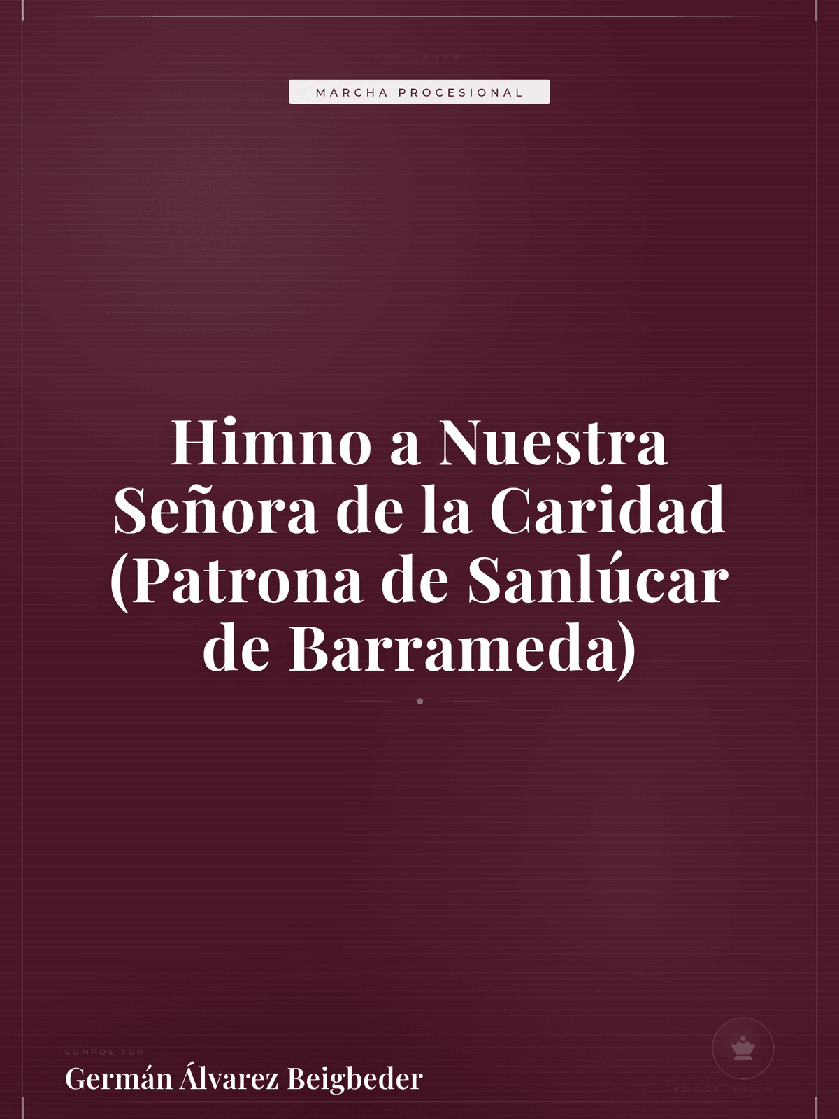 Portada de Himno a Nuestra Señora de la Caridad (Patrona de Sanlúcar de Barrameda)