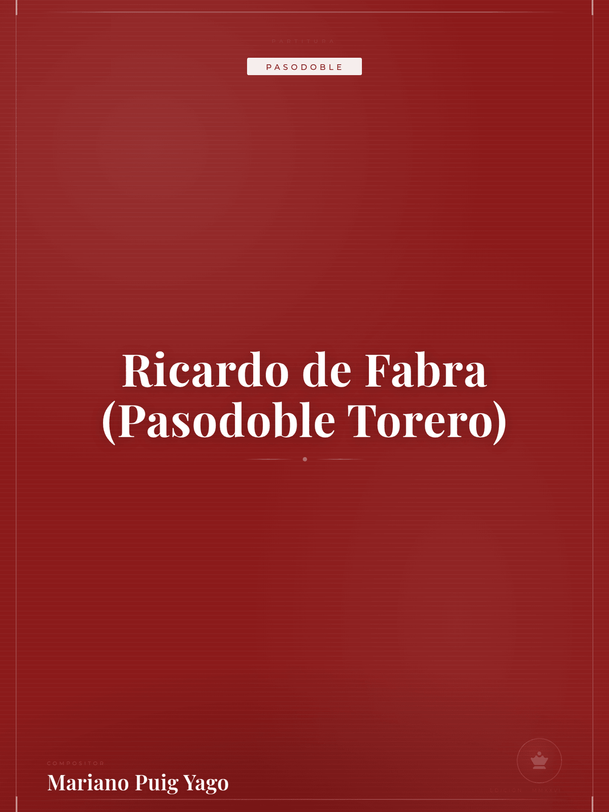 Portada de Ricardo de Fabra (Pasodoble Torero)