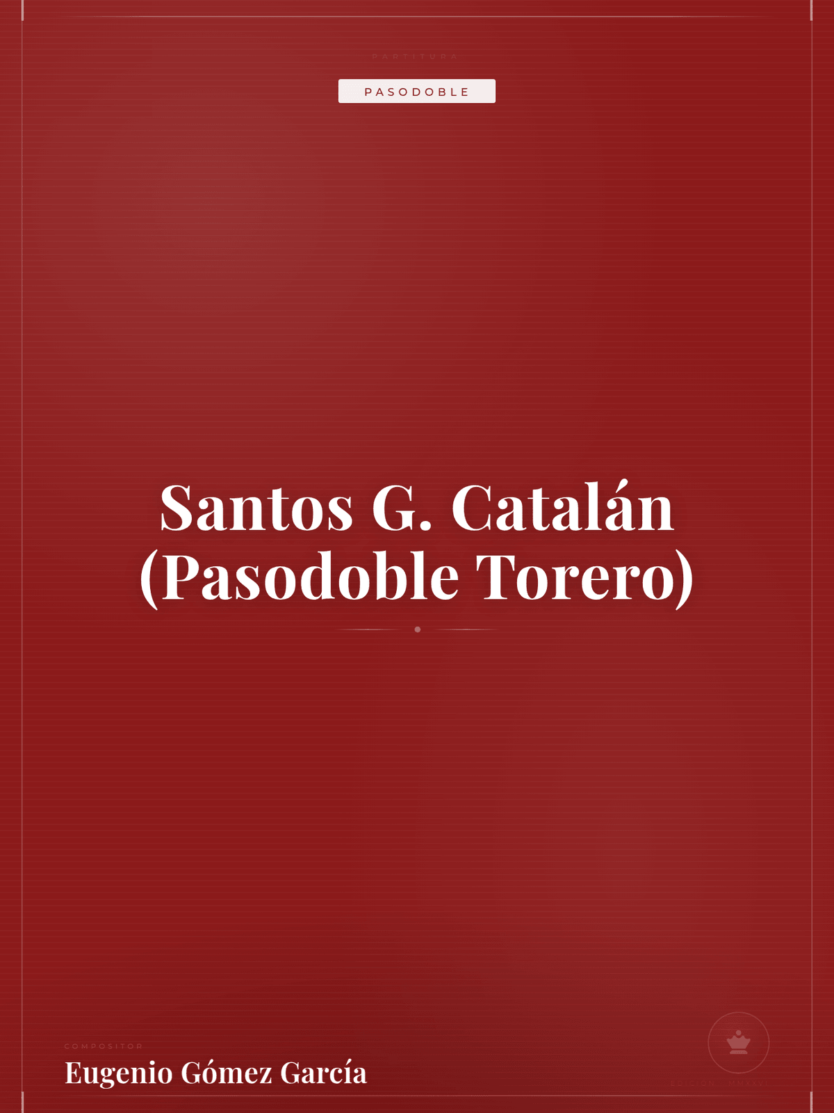Portada de Santos G. Catalán (Pasodoble Torero)
